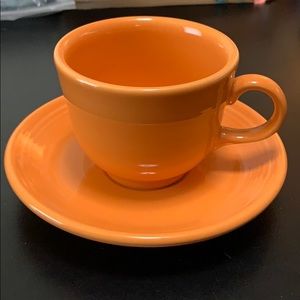 Fiesta Fiestaware tangerine tea cup & saucer